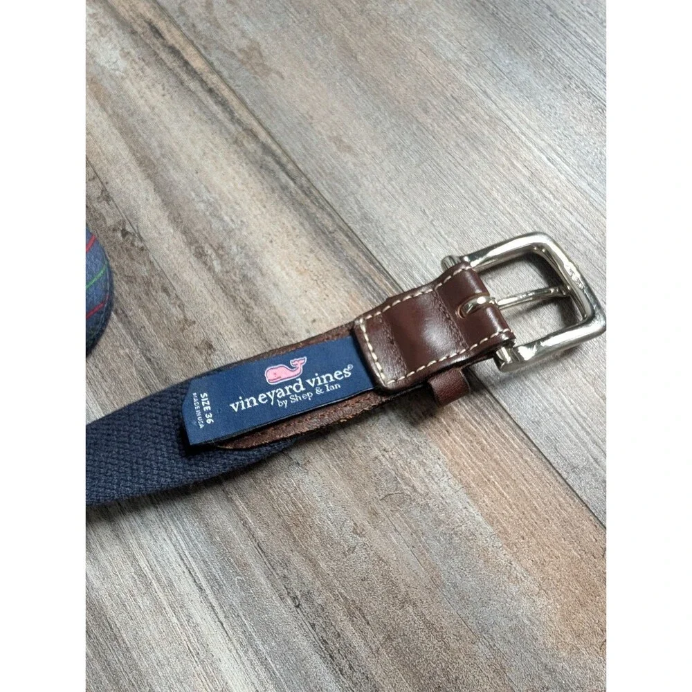 Vineyard Vines Canvas Club Belt Men's Size 36 Made in USA Blue Preppy Golf
